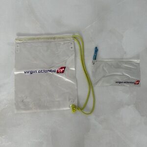 Vintage Virgin Atlantic Logo Drawstring Gym Sac and Zippered Pouch